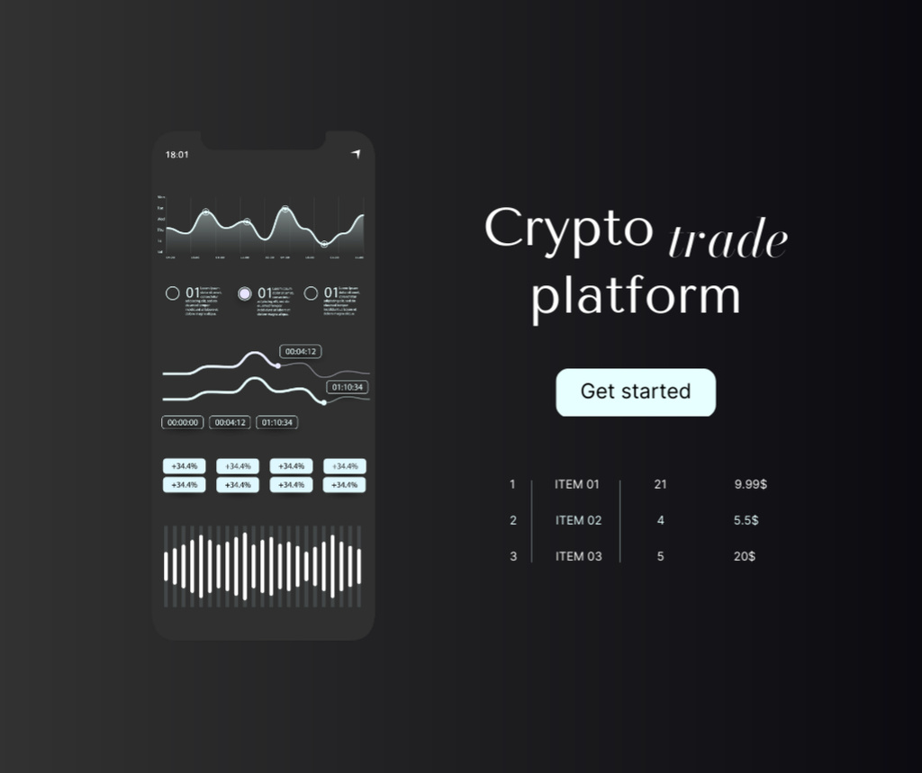 Crypto trade platform on Phone screen Facebook Design Template