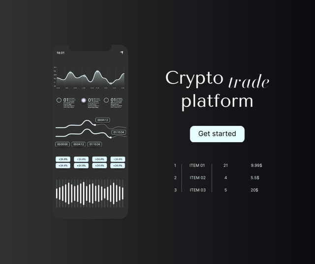 Crypto trade platform on Phone screen Facebook Design Template