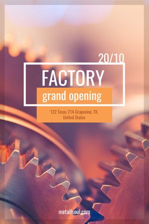 Factory Opening Announcement Mechanism Cogwheels Tumblr Modelo de Design