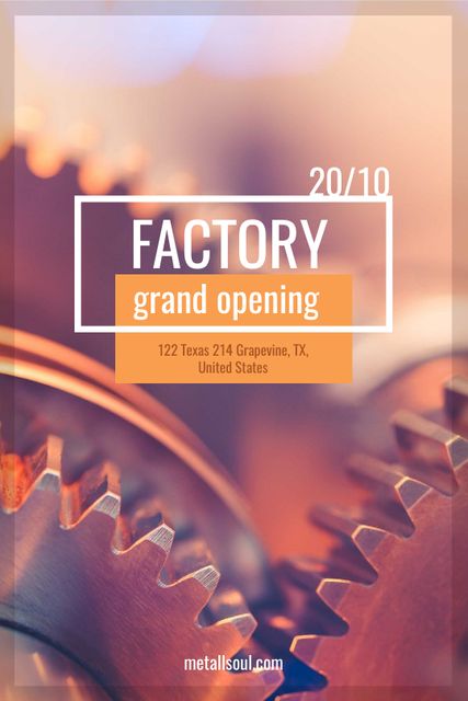 Plantilla de diseño de Factory Opening Announcement Mechanism Cogwheels Tumblr 
