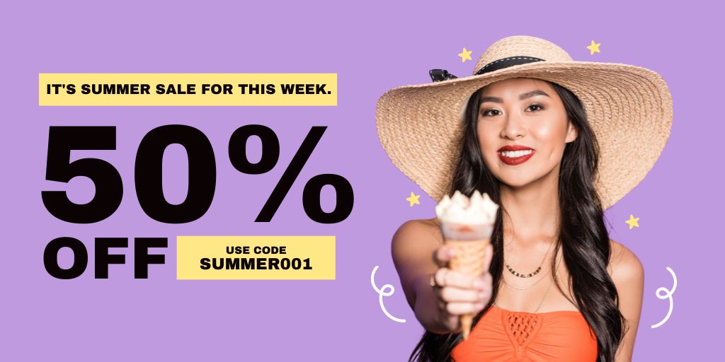 Summer Sale of Ice-Cream Cones Twitter Design Template