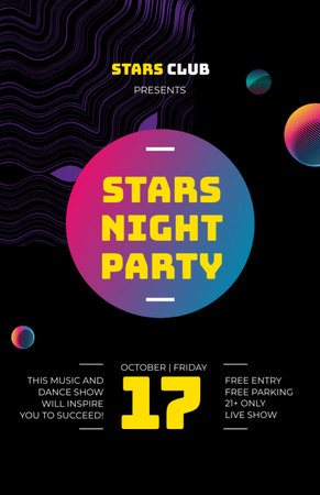 Plantilla de diseño de Night Club Ad with Glowing Spheres in Black Flyer 5.5x8.5in 
