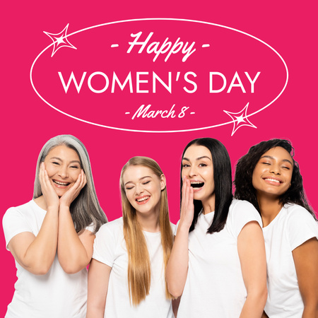 Plantilla de diseño de Día Internacional de la Mujer con Mujeres Felices Instagram 