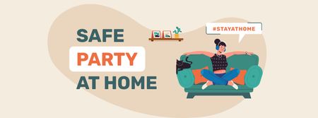#StayAtHome Home Party Announcement Facebook cover tervezősablon