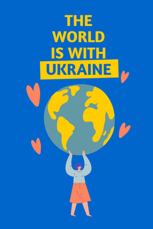 Designvorlage World is with Ukraine für Pinterest