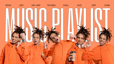 Platilla de diseño Music Playlist Ad with Cool Young Guy Youtube Thumbnail