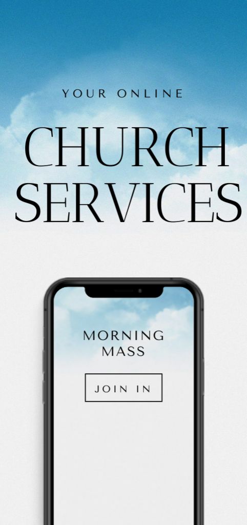 Online Church Services Offer with Phone Screen Flyer DIN Large Design Template