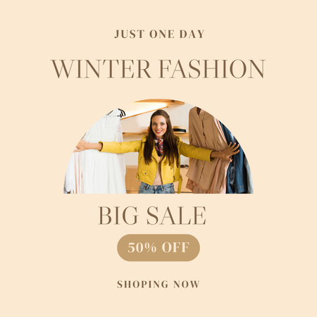 Объявление о распродаже зимней модной одежды Instagram – шаблон для дизайна