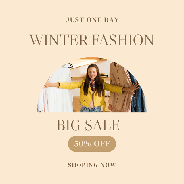Plantilla de diseño de Winter Fashion Clothes Sale Ad Instagram 