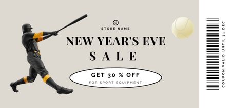New Year's Eve Sale of Sports Equipment with Discount Coupon Din Large Design Template
