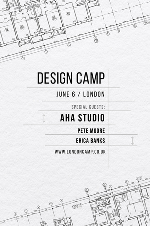 Design camp announcement on blueprint Flyer 4x6in Design Template