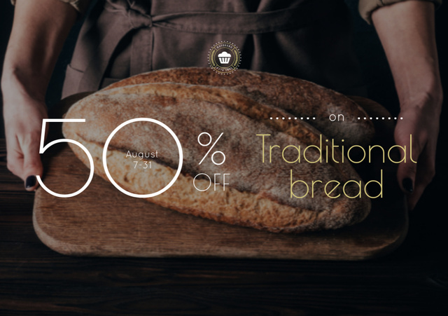 Baker Holding Fresh Bread Flyer A5 Horizontal tervezősablon