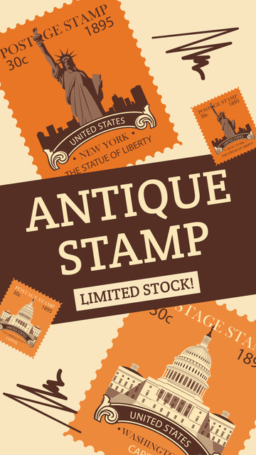 Plantilla de diseño de Limited Offer Of Antique Stamps In Shop Instagram Story 