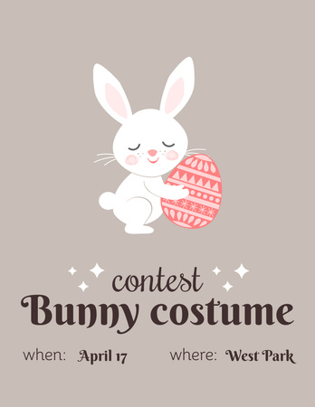 Easter Holiday with Cute Bunny Flyer 8.5x11in Design Template