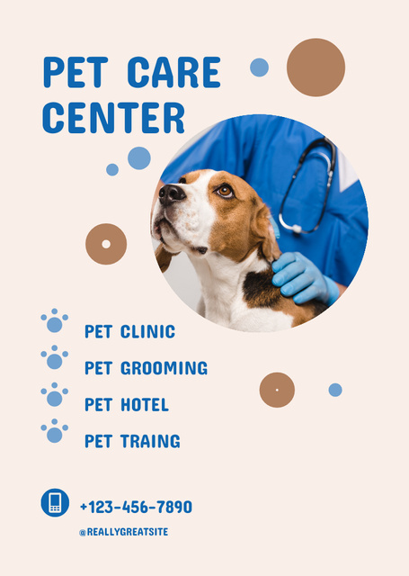 Pet Care Center Promotion Postcard A6 Vertical Design Template