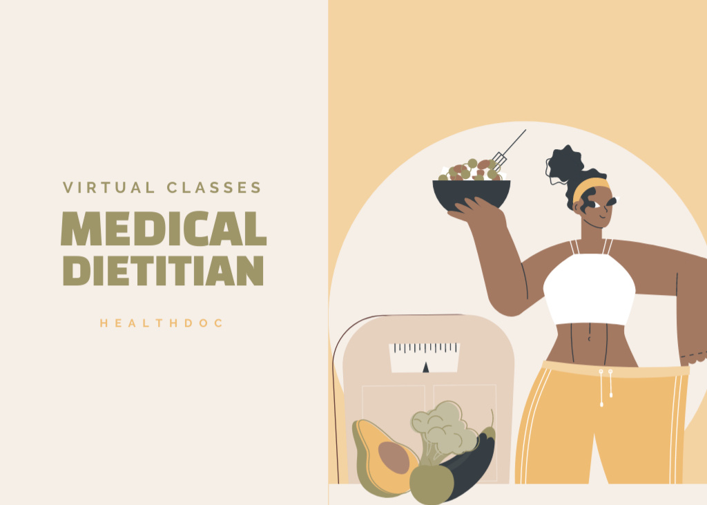Designvorlage Practical Virtual Classes Announcement From Dietitian für Flyer 5x7in Horizontal