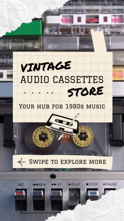 Designvorlage Vintage-Audiokassetten-Store-Aktion für TikTok Video
