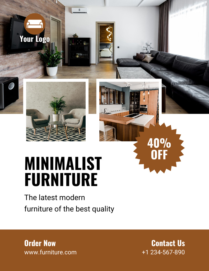 Sale of Modern Furniture from Quality Materials Flyer 8.5x11in Modelo de Design