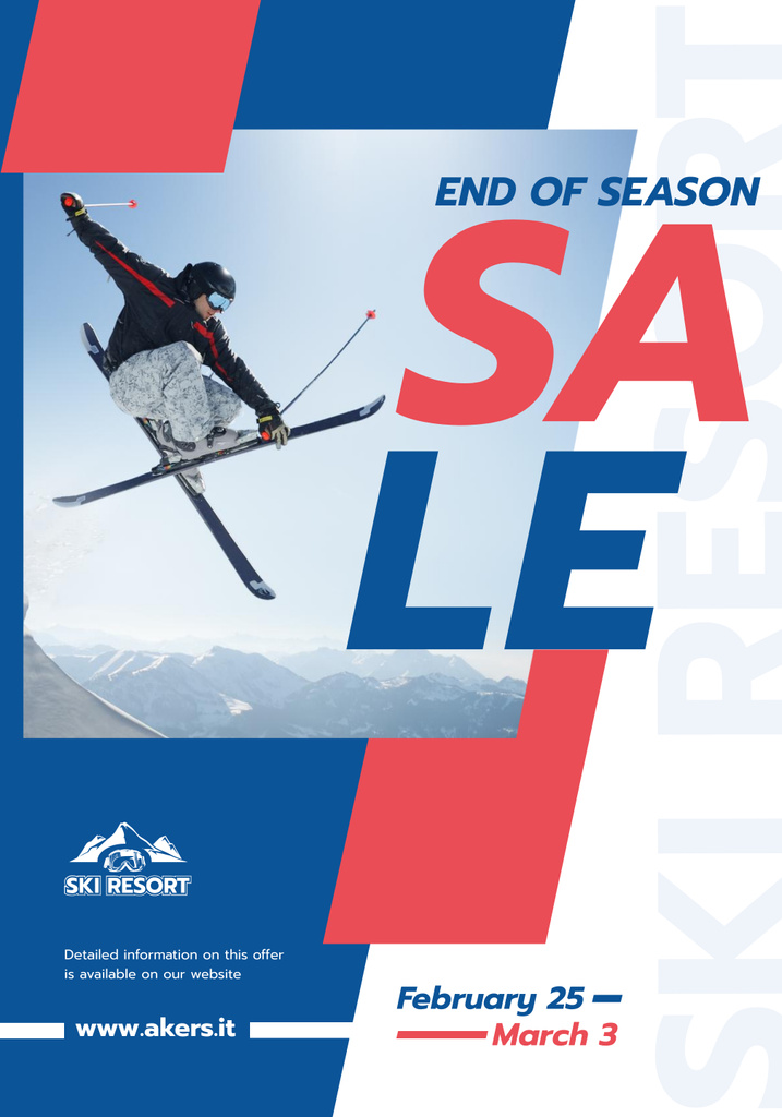 Skier Jumping on a Snowy Slope Poster 28x40in Design Template