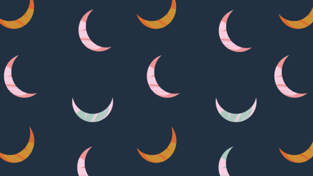 カラフルな月のパターン Zoom Backgroundデザインテンプレート