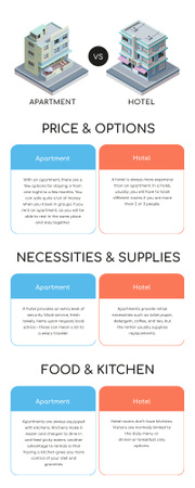 Comparison infographics between apartment and hotel Infographic – шаблон для дизайна
