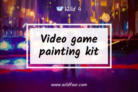 Video Game Painting Kit Ad Label Tasarım Şablonu
