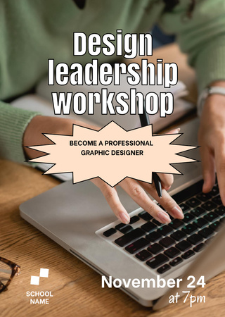 Design Leadership Workshop Announcement Flyer A6 Modelo de Design