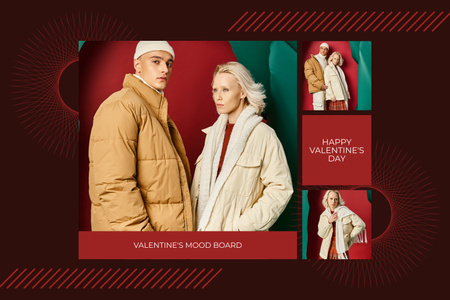 Valentine's Day Congrats For Couple In Winter Outfit Mood Board Design Template