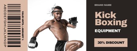 Kickboxing Equipment Sale with Athlete Man Coupon Design Template