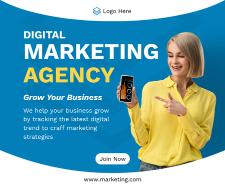 Digital Marketing Services Ad with Phone Facebook Design Template