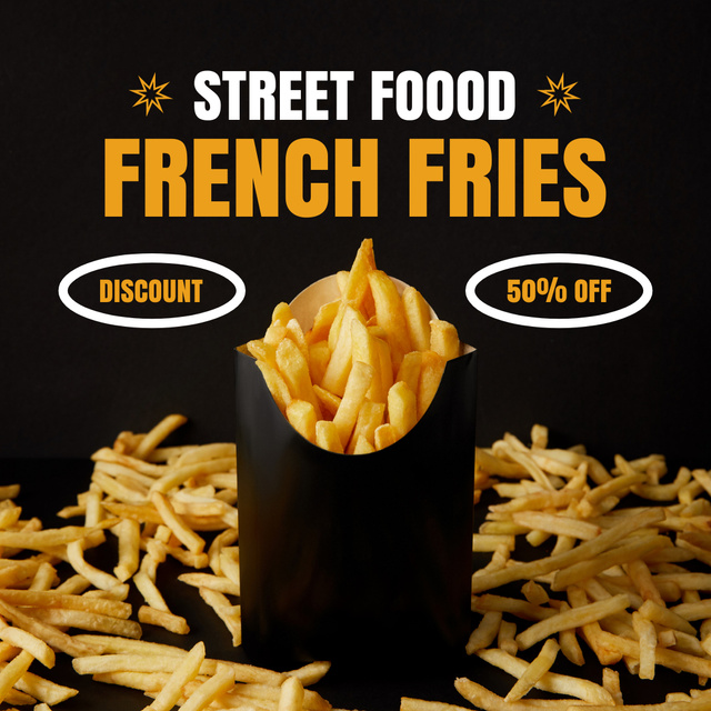Street Food Ad with Delicious French Fries Instagramデザインテンプレート