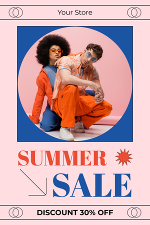 Summer Sale of Fashion Clothes for Men and Women Pinterest tervezősablon