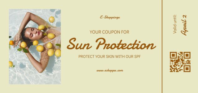 Summer Skincare Ad with Woman in Pool Coupon Din Large Design Template