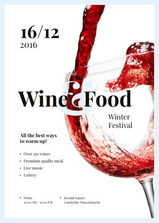 Modèle de visuel Pouring red wine in glass at Food Festival - Invitation