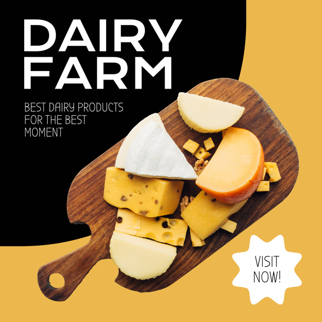 Ontwerpsjabloon van Instagram van Offers of Gourmet Cheese from Dairy Farm