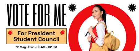 Ontwerpsjabloon van Facebook cover van Meisjeskandidaat voor voorzitter Studentenraad