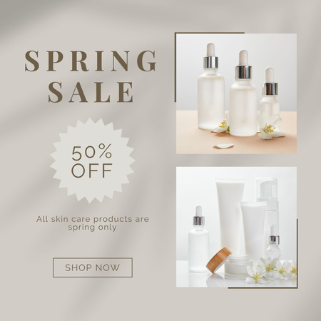 Plantilla de diseño de Collage with Spring Sale Care Cosmetics Instagram AD 