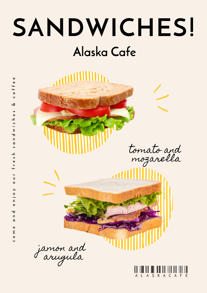 Designvorlage Fast Food Offer with Sandwiches für Poster