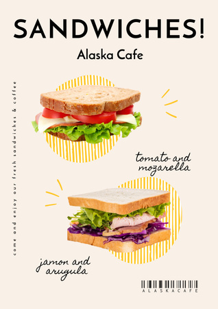 Ontwerpsjabloon van Poster van Fast Food Offer with Sandwiches