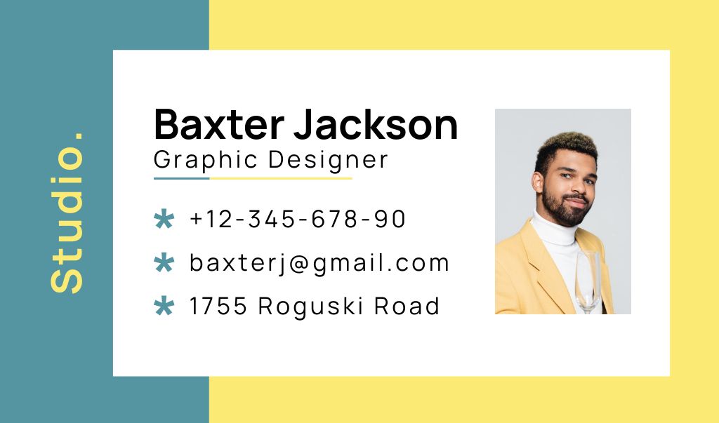 Ontwerpsjabloon van Business card van Graphic Designer Contacts Info