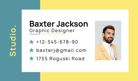 Plantilla de diseño de Graphic Designer Contacts Info Business card 