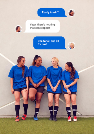 Successful Girls' Football team Poster Design Template
