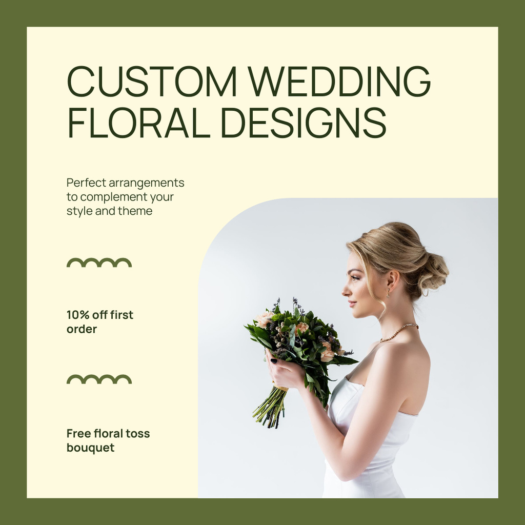 Services for Creating Exclusive Wedding Bouquets for Brides Instagram tervezősablon
