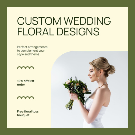 Designvorlage Dienstleistungen zur Herstellung exklusiver Hochzeitssträuße für Bräute für Instagram