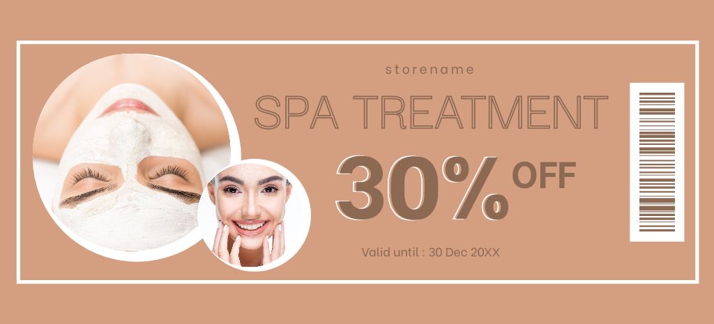 Spa Treatment Discount Offer Coupon 3.75x8.25in Design Template