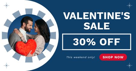Valentine's Day Sale with Happy Couple in Love Facebook AD Design Template