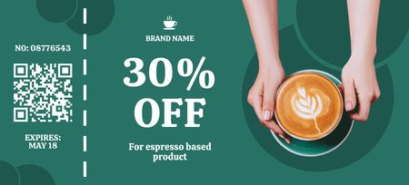 Coffee Shop Discount Offer Coupon 3.75x8.25in Design Template