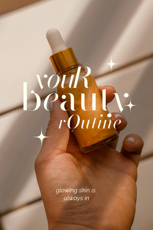 Ontwerpsjabloon van Pinterest van Skincare Ad with Cosmetic Serum in Hand