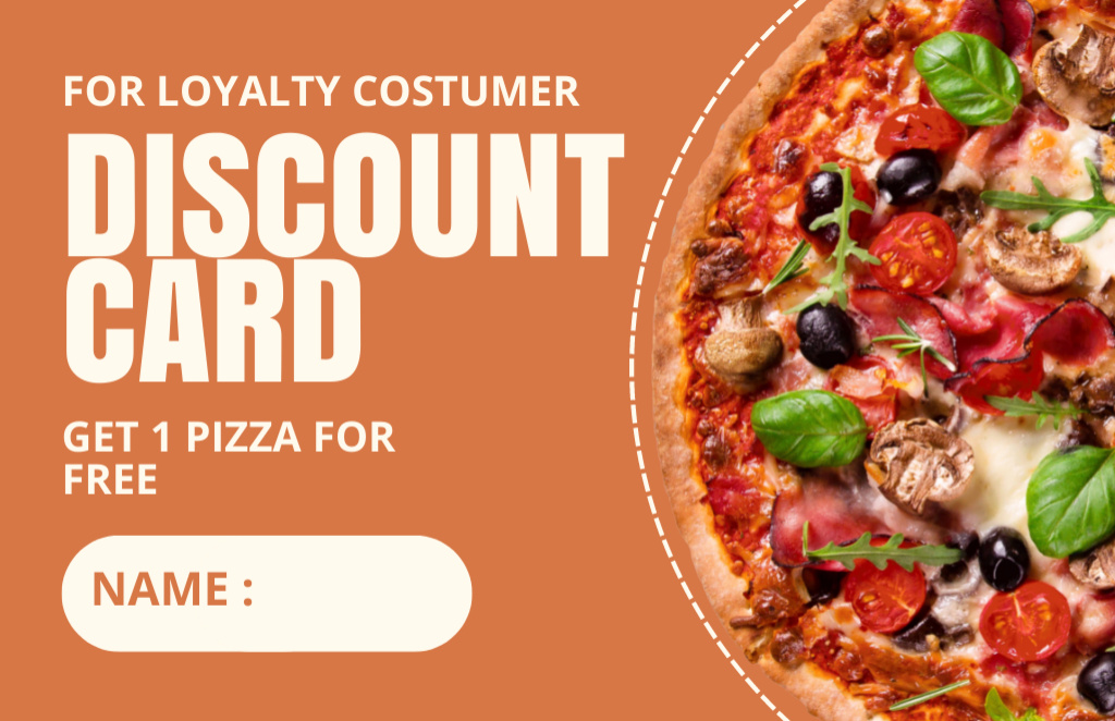 Discount on Pizza Beige Business Card 85x55mm – шаблон для дизайна