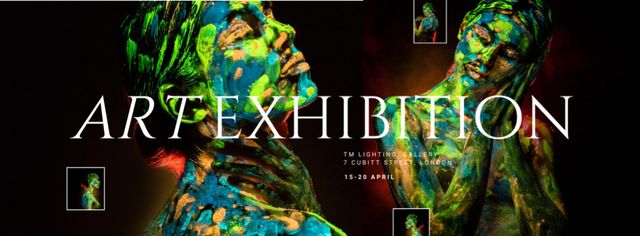 Art Exhibition Ad with Woman Facebook cover Design Template